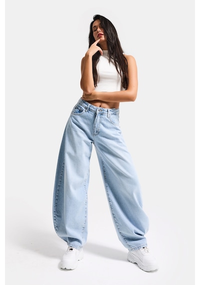 Itsbasic Kadın Ice 4s6-3 Mega Balon Fit %100 Koton Denim Jean Buz Mavi