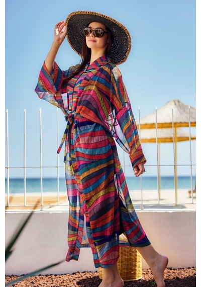 Remsa Mayo Remsa Tesettür Mayo Üzerine Tek Kaftan Kimono Pareo Siyah03 Rp022 Puket Siyah03