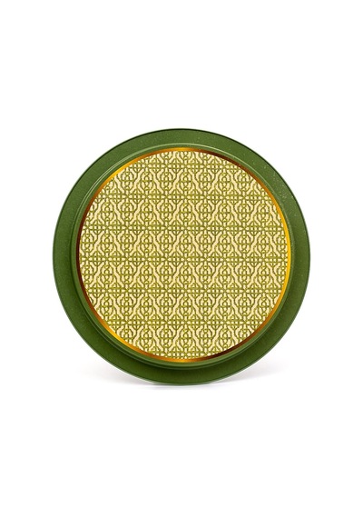 Forrest Green Home Desenli Yuvarlak Metal Tepsi, 37 Cm