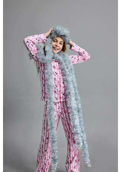 Defacto Hello Kitty Yılbaşı Temalı Pijama Takımı Uzun Kollu Üst Uzun Alt Kız Çocuk G6458A825WN