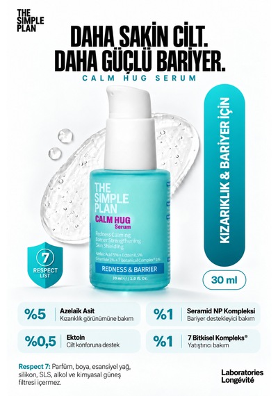 The Simple Plan Calm Hug Kızarıklık & Bariyer Bakım Seti - Serum + Tonik + Temizleyici Çanta Hediyeli 3'lü