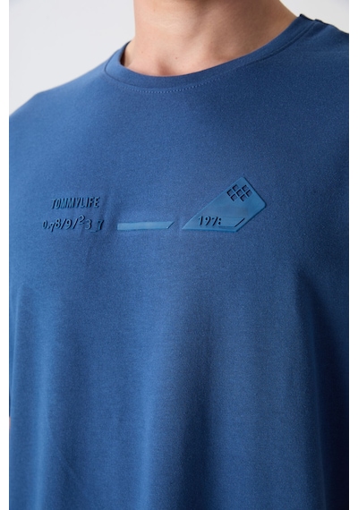Tommy Life Parlament Pamuklu Kalın Yumuşak Dokulu Oversize Fit Baskılı Erkek T-shirt - 88330 Parlament