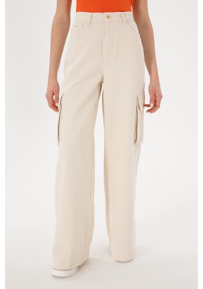 U.S. Polo Assn. Kadın Ekru Kargofit Jean Pantolon 50304313-VR019