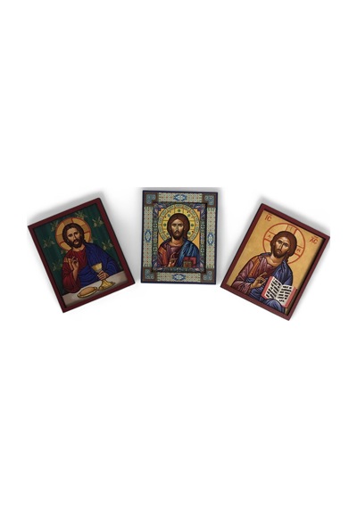 İkona 3'lü Magnet İsa Mesih Kabartma Çerçeveli No 5 Karışık Renkli