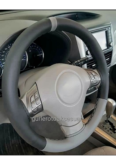 Fiat Doblo Uyumlu Dikmeli Direksiyon Kılıfı Iki Renkli Gri Yüzüklü