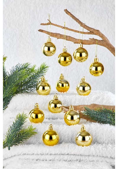 Waldern Yılbaşı Çam Ağacı Süsü Gold 4 Cm 12li Cici Top
