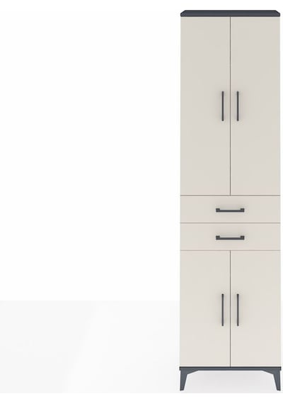 Arges Dolap 3 Raflı 2 Çekmeceli Tek Askılı 60x30x221 Antrasit-aytaşı Antrasit