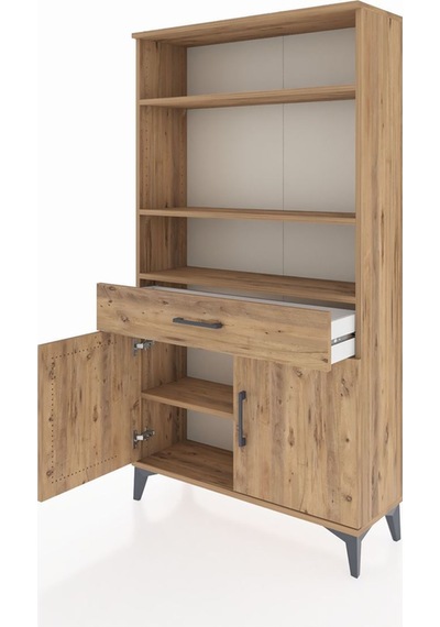 Arges Dolap 3 Raflı Tek Çekmeceli 2 Kapaklı 88x30x163 Çam-çam Atlas Çam