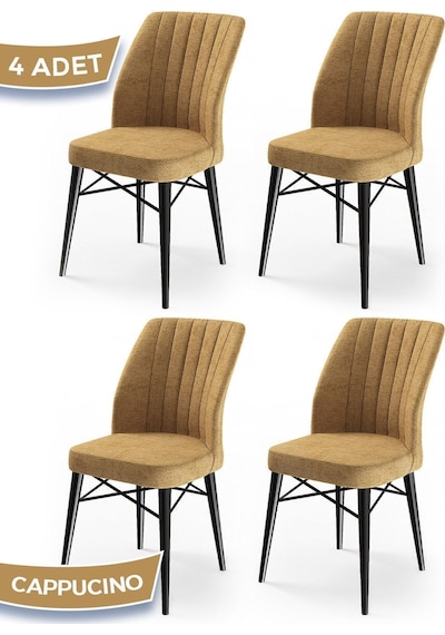 Canisa Concept Flex Serisi 4 Adet Cappucino Renk /gürgen Ayaklı 1.sınıf Sandalye / Siyah Gürgen Ayaklı Cappuccino
