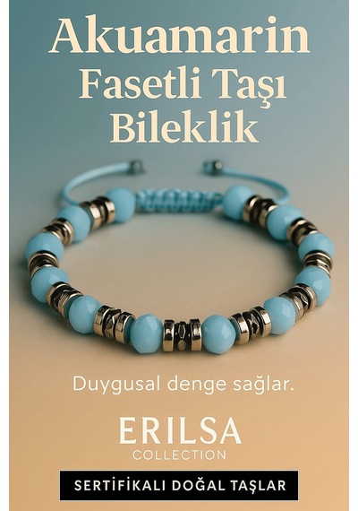 Sertifikalı Akuamarin Fasetli Taşı Bileklik 6x6 Mm Duygusal Den Çok Renkli