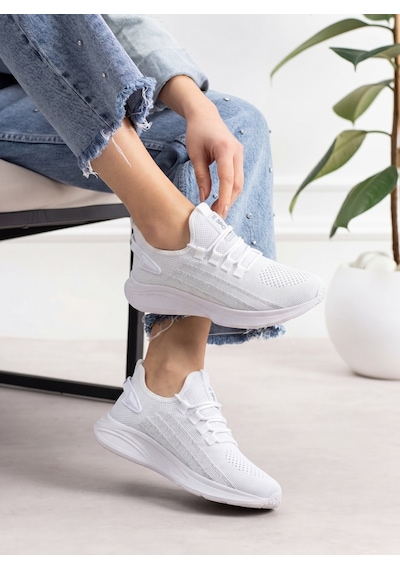 Beyaz Unisex Hafif Triko Sneaker Ortopedi Ayakkabı-015 Beyaz