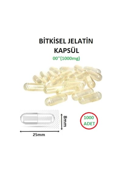 Boş Kapsülü 00'' Büyük Boy Şeffaf Bitkisel 1000 Adet