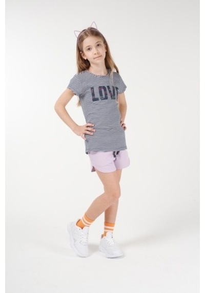 Brz Kids Ipliği Boyalı Kız Çocuk Kısa Kollu T-Shirt Lacivert Brz Kids Ipliği Boyalı Kız Çocuk Kısa Kollu T-Shirt Lacivert