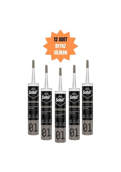 Selsil Genel Amaçlı Beyaz Silikon 280gr 12'li Koli