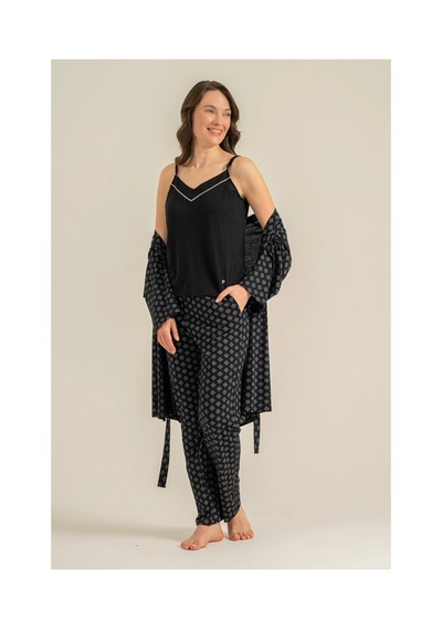 Angbutik Pierre Cardin 9291-s Kadın 3'lü Pijama Takımı Siyah