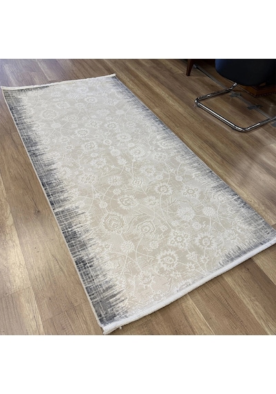 Hoom Rugs Decor 1135 Gri Yün Tuşeli Pamuk Taban Halı Gri