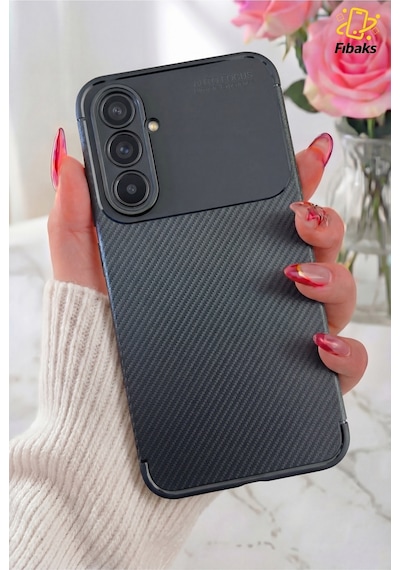Fibaks Galaxy A54 Uyumlu Kılıf Kamera Çıkıntılı Karbon Fiber Desenli Renk Atmaz Koruyucu Kapak Kilif