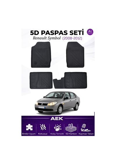 Renault Symbol 2007-2012 Araca Özel Havuzlu "karbon" Paspas Takım
