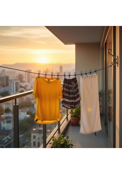 Vios Store Seyahat Tipi Portatif Çamaşır İpi, 12 Mandallı Esnek Kamp Askısı, Rüzgara Dayanıklı Kaymaz Balkon V Diğer