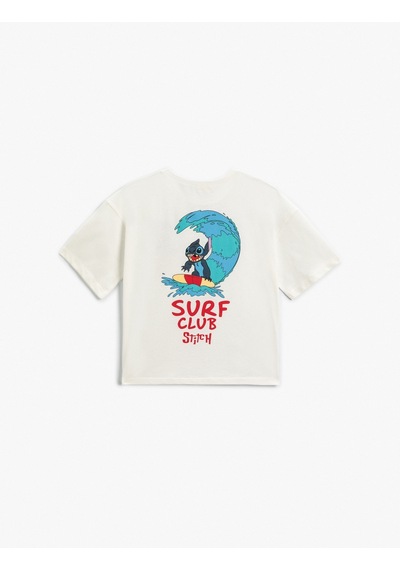 Koton Stitch Tişört Lisanslı Arkası Ve Önü Baskılı Kısa Kollu Pamuklu Ekru 4skg10434ak Ekru