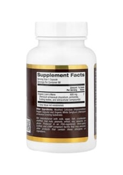 California Gold Nutrition, Organic Lion's Mane, 90 Veggie Capsules Aromasız