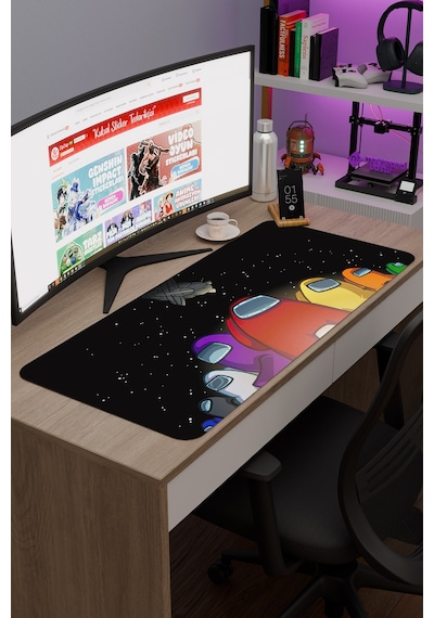 Among Us Kaymaz Dikişli Kauçuk Oyuncu Mousepad V4 - 90x40 Xxl Gaming Mouse Pad Fare Altlığı