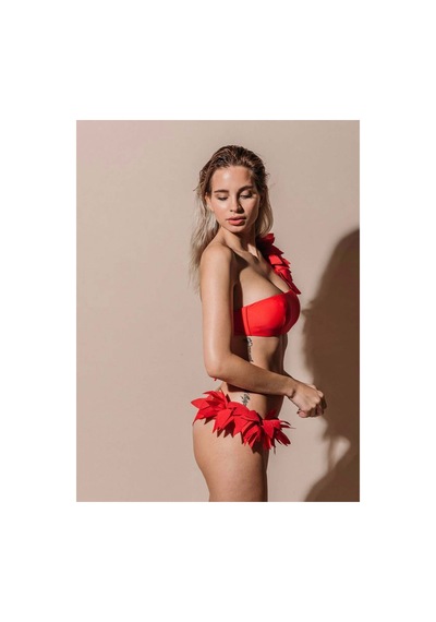 Merc Giyim Tek Omuz Camellia Bikini Kırmızı