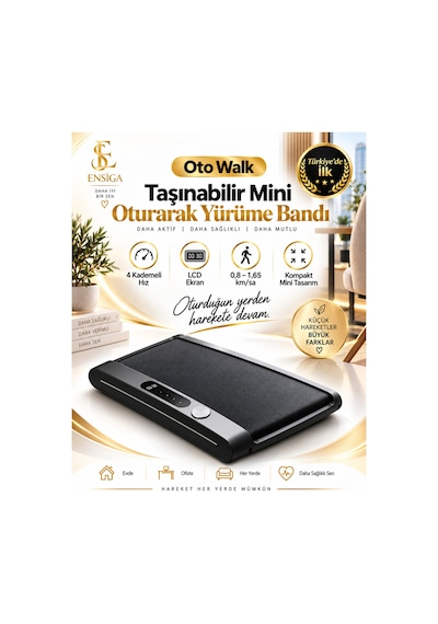 Business Oturarak Mini Yürüme Bandı Ayak Ve Bacak Egzersiz Cihazı 4 Kademeli Lcd Ekranlı Uzaktan Kumandalı Masa Altı Ev Ofis