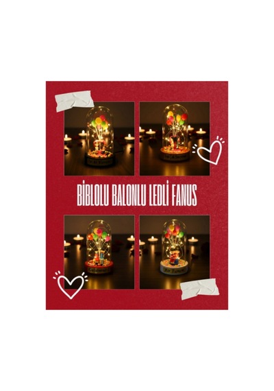 Biblolu Balonlu Ledli Fanus Çok Renkli