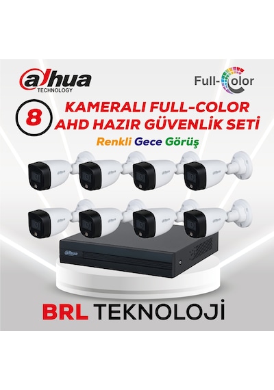 Dahua 8 Kameralı Renkli Gece Görüşlü Full HD Güvenlik Kamera Seti