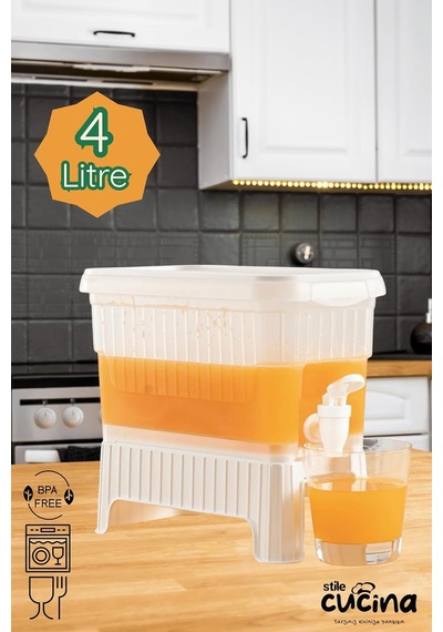 4,5 Litre Musluklu Ve Ayaklı Buzdolabı Su Limonata Sebili Beyaz