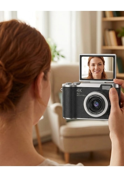 4k Video Çekim Özellikli Dijital Kamera 48 Mp 8x Zoom Ve 180 Derece Döner Ekranlı