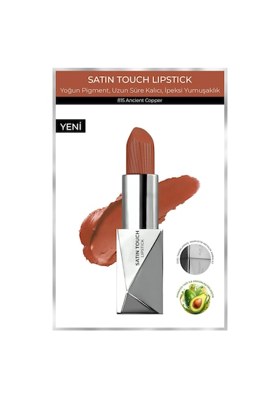 Alix Avien Uzun Süre Kalıcı Nemlendirici Pürüzsüz Etkili Yarı Mat Ruj Satin Touch Lipstick 815 Ancient Copper