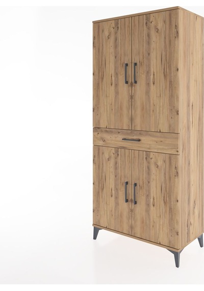 Hyperion Dolap 4 Raflı Tek Çekmeceli 4 Kapaklı 88x44x195 Çam-çam Atlas Çam