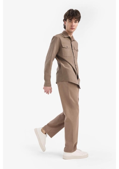DeFacto %100 Pamuk Bol Rahat Kesim Wide Leg Geniş Paça Yazlık Keten Görünümlü Pantolon D7285AX25SPBN229