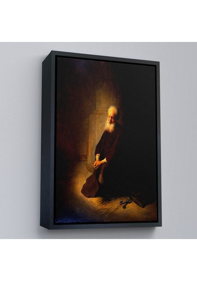 Çerçeveli Rembrandt Van Rijn - Hapishanedeki Havari Aziz Peter Diz Çökmüş Tablo-7410