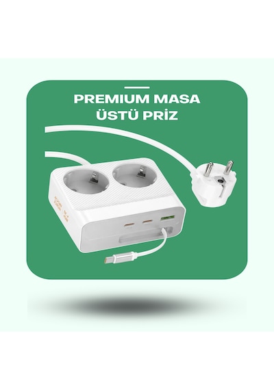 45w Pd Hızlı Şarjlı 2 Li Akım Korumalı Priz 2x Type-c + Usb-a 2500w Çoklu Şarj İstasyonu 1