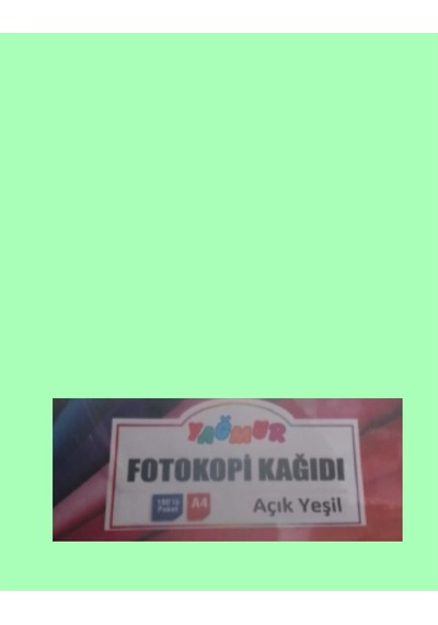 A4 Renkli Fotokopi Kağıdı Açık Yeşil 100 Lü Paket