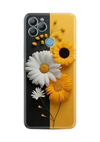 General Mobile Gm22 Kılıf Boutique Baskılı Resimli Sarı Beyaz Çiçek Pcode -044