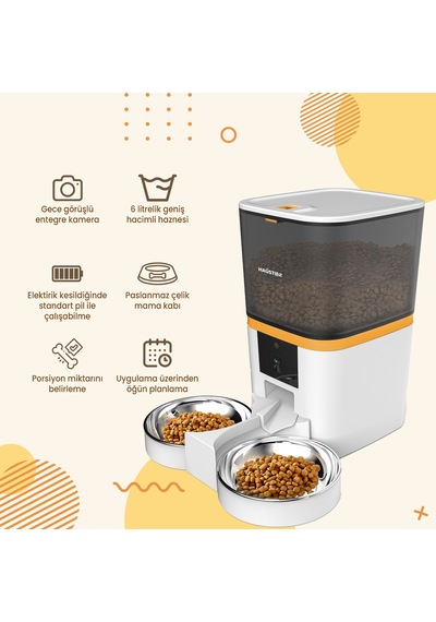 Haustier Qq005-dual Beyaz Kameralı Akıllı Kedi Köpek Otomatik Mama Kabı, App Uzaktan Kontrol, Sesle Çağırma, 480p Kamera, 6lt Hazne, Çift Metal Kase Haustier Qq005-dual Beyaz Kameralı Akıllı Kedi Köpek Otomatik Mama Kabı, App Uzaktan Kontrol, Sesle Çağırma, 480p Kamera, 6lt Hazne, Çift Metal Kase