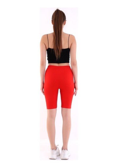 Self Clothing Kadın Kırmızı Penye Kumaş Yüksek Bel Kısa Tayt Slf1295