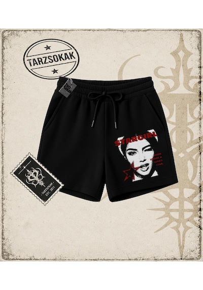 Tarzsokak Gotik & Grunge Streetwear Star Gırl Unisex Şort Siyah