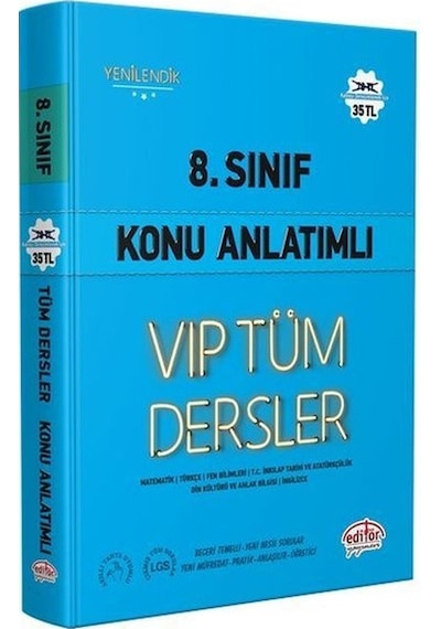 8.Sınıf VIP Tüm Dersler Konu Anlatımlı  -  Mavi Kitap -  Editör