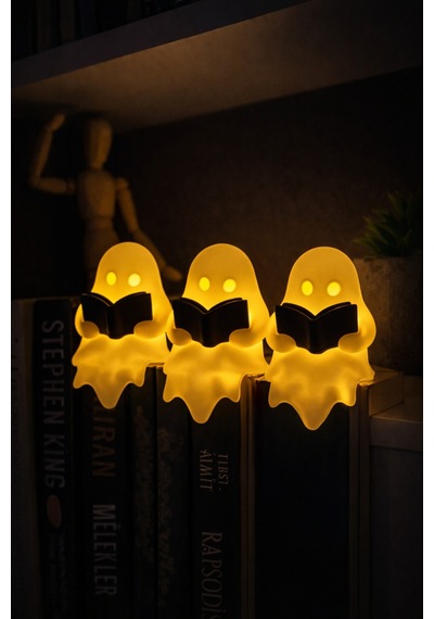 3 Lü Led Mumlu Kitap Okuyan Hayalet Dekoratif Gece Lambası Masa Oda Aydınlatma Diğer