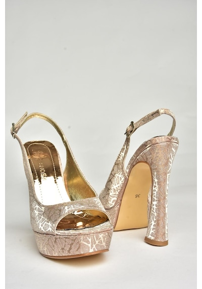 Fox Shoes U246483014 Bronz Sim Kalın Topuklu Kadın Abiye Ayakkabı Bronz