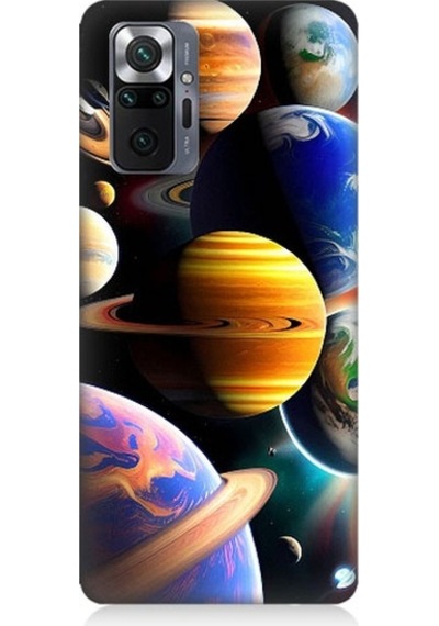 Xiaomi Redmi Note 10 Pro Uyumlu Uzaydaki Gezegenler Desenli Silikon Kılıf