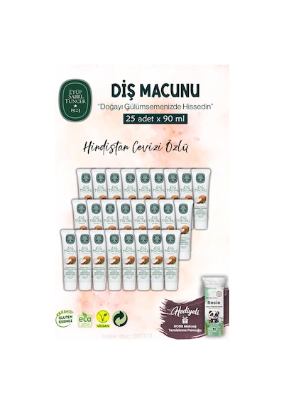 25 Adet Diş Macunu 90 Ml, Hindistan Cevizi Özlü Ve Rosıe Beyazlık
