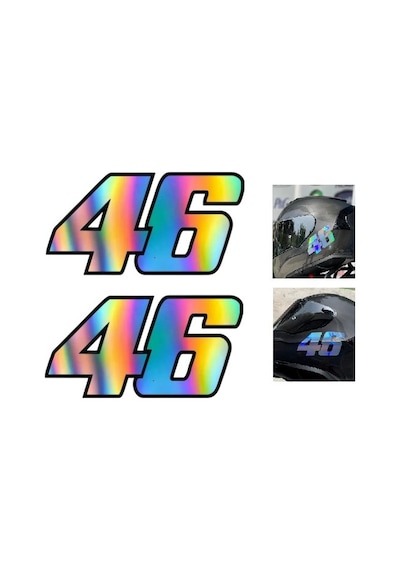 46 Sticker Hologram 9.5x3.5cm 2 Adet Universal Motosiklet Araba Kask Dekal Holografik Etiket