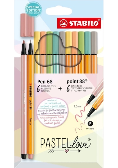 Stabilo Point 88 & Pen 68 Pastellove 12 Li 6888/12-7-7 Çok Renkli