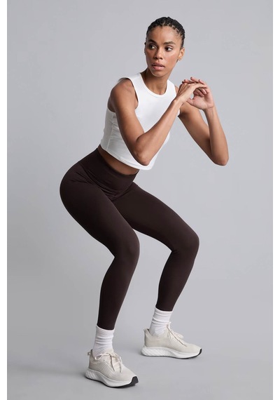 Defacto Ultra Yumuşak Beli Saran Sporcu Kahverengi Kadın Tayt H5291ax/bn338